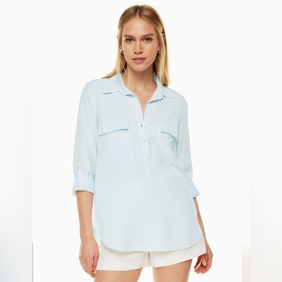 Babaton Sky Blue Button-Down Shirt - Picture 1 of 11